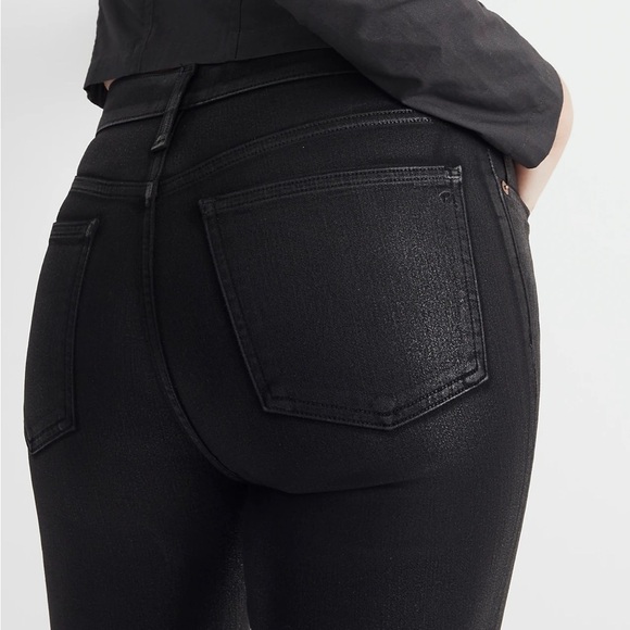 Madewell Kick Out Crop Jeans in True Black Wash: Coated Edition - Picture 5 of 8